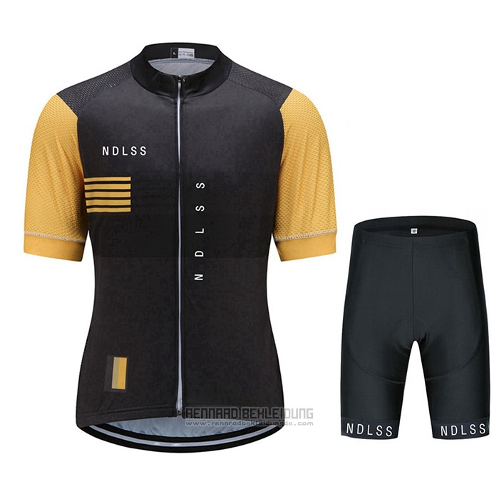 2021 Fahrradbekleidung Le Col Braun Gelb Trikot Kurzarm und Tragerhose